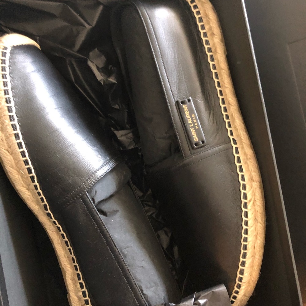 YSL Black Leather Espadrilles
